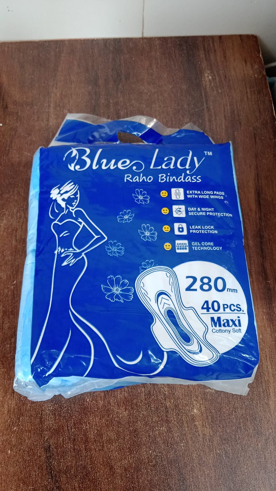 Blue Lady Extra Long Pads With Wides Wings Sanitary Pads – 280 mm, 40-Pack - Springkart