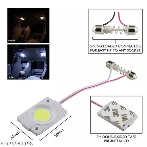 LED Light for Baleno Car Interior COB Roof Light Bright 12Volts DC - Set of 2 (White Color) - Springkart