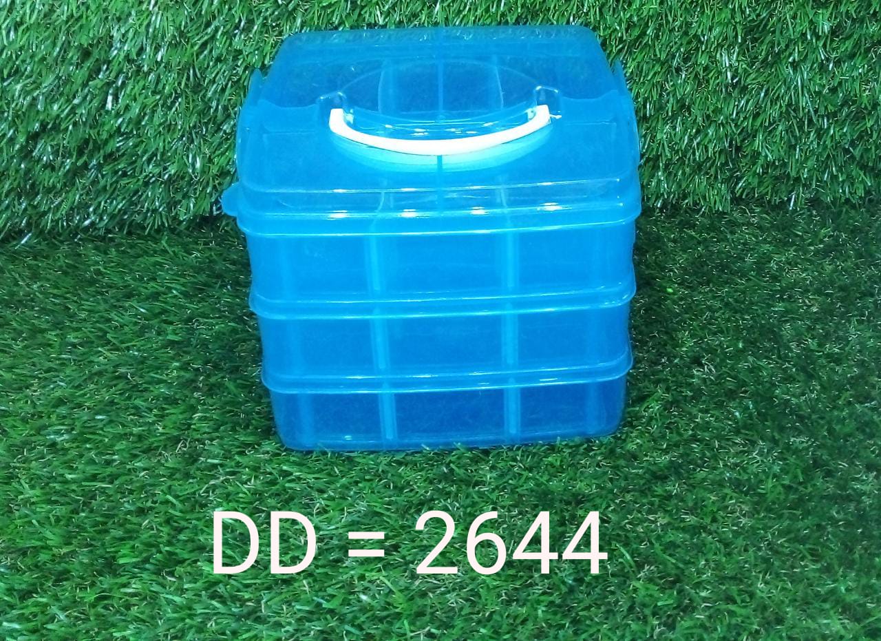3-Tier 18 Sections Transparent Stackable Adjustable Compartment Slot Plastic Craft Storage Box - Springkart