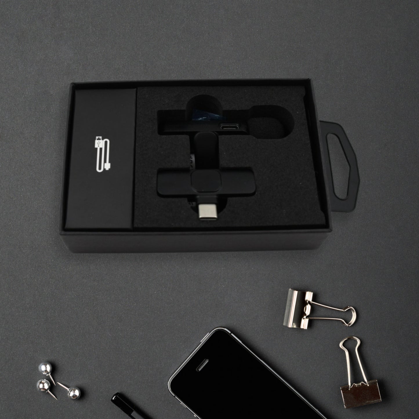 12639 Intelligent Noise Cancelling Live Streaming Clip On Microphone For Type-c For Iphone With Charging Mini Wireless Lapel Collar Microphone - Springkart