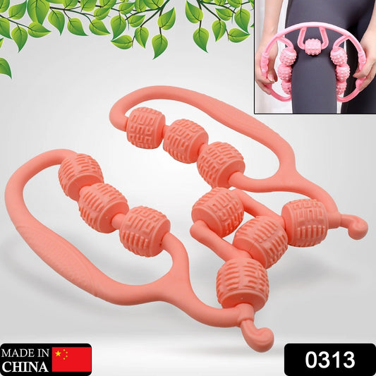 Muscle Massage Roller, 10 Wheels Relieve Soreness Leg Muscle Roller Fitness Roller Muscle Relaxer Massage Roller Ring Clip All Round Massaging Uniform Force Elastic PP Drop Shaped for Home Use (1 Pc) - Springkart