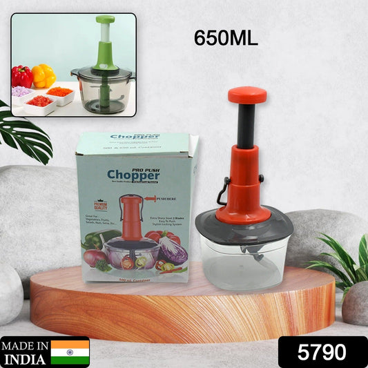 Manual Food Chopper (650ml): 3 Stainless Steel Blades, Locking System, Anti-Slip Base - Springkart