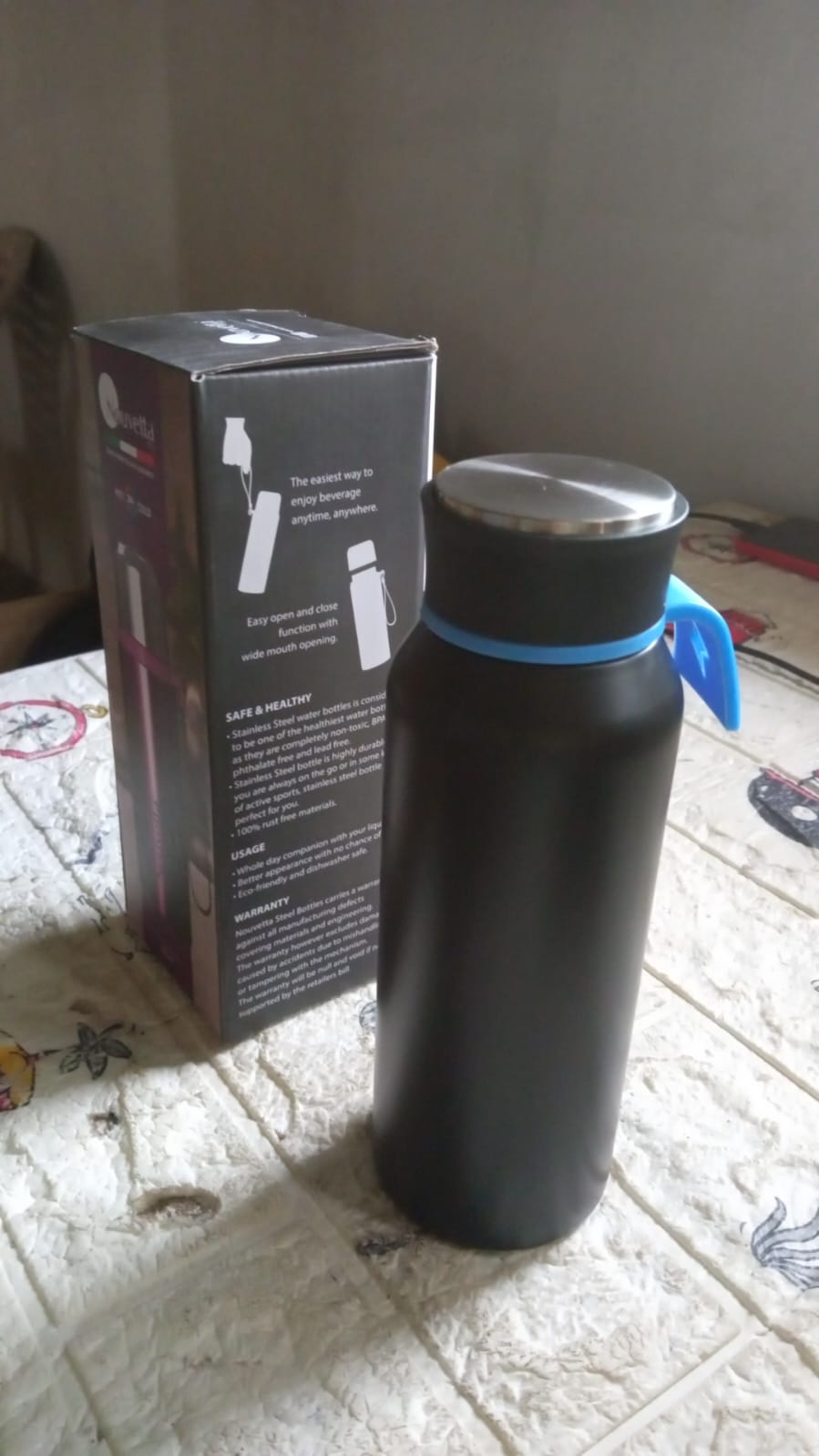 Vacuum Stainless Steel Water Bottle With Carry Handle, Fridge Water Bottle, Leak Proof, Rust Proof, Cold & Hot | Leak Proof | Office Bottle | Gym | Home | Kitchen | Hiking | Trekking | Travel Bottle (500 ML) - Springkart