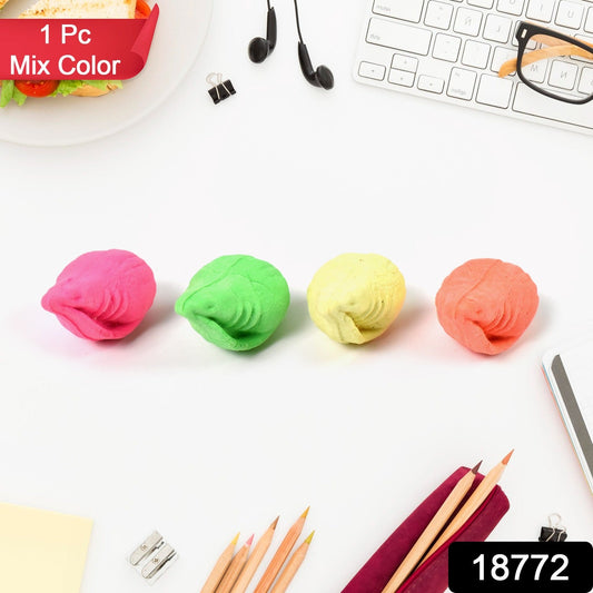 Shankh Shape Eraser Rubber (1 Pc / Mix Colour & Design) - Springkart
