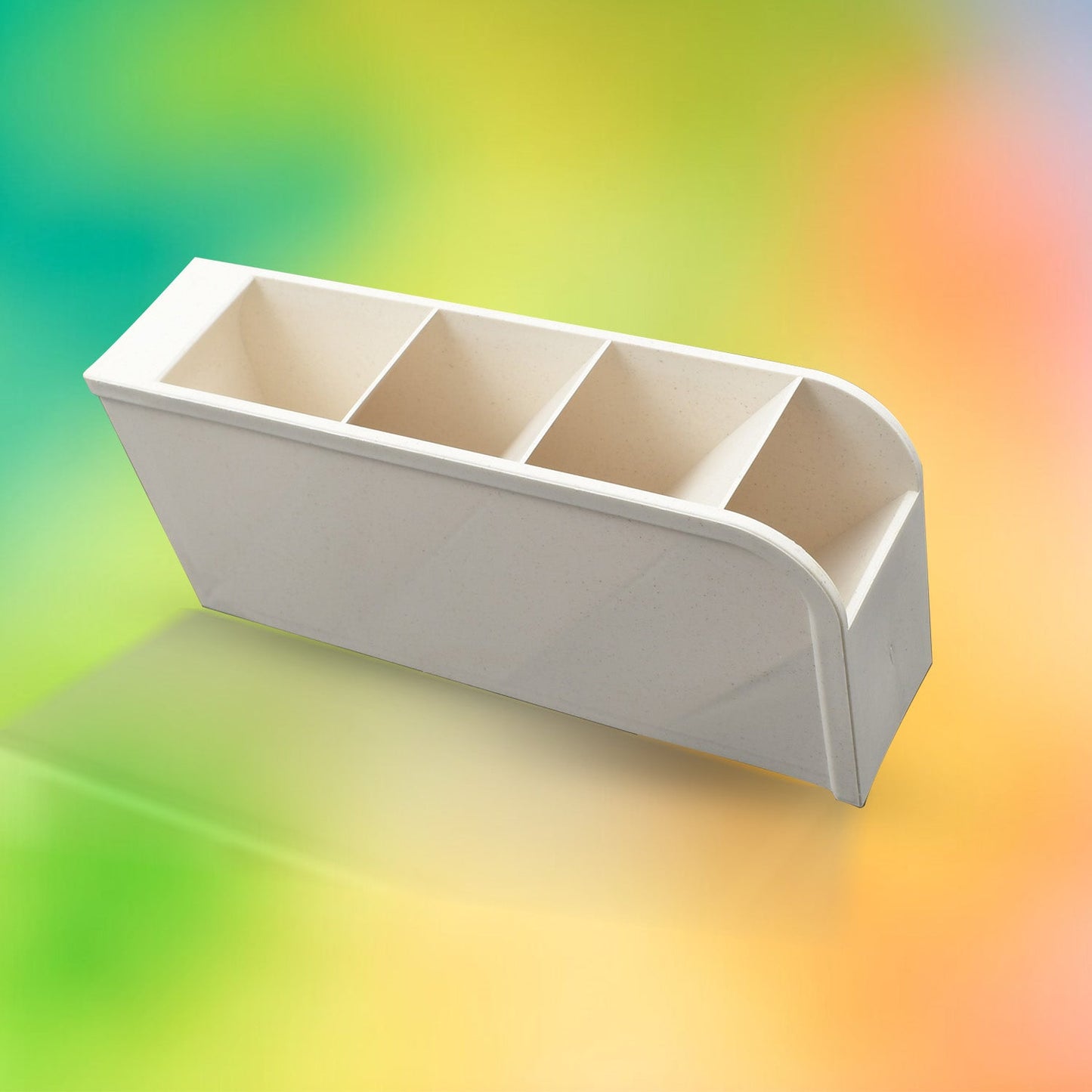 Plastic 4 Compartment Office Desktop Storage Box, Pen Pencil Stand/Holder Stationary Organizer, Plastic Desktop Stationary Organizer For School - Springkart