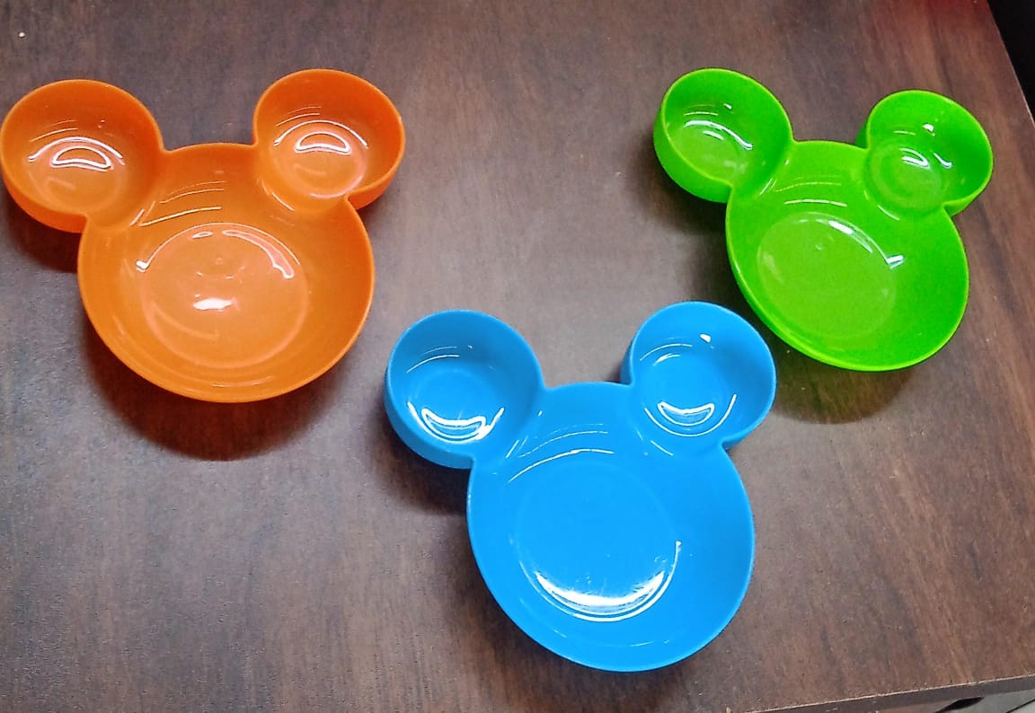 Mickey Mouse Shape Plates for Kids, BPA Free, & Unbreakable Children’s Food Plate, Kids Bowl, Fruit Plate, Baby Cartoon Bowl Plate, Tableware (1 Pc) - Springkart