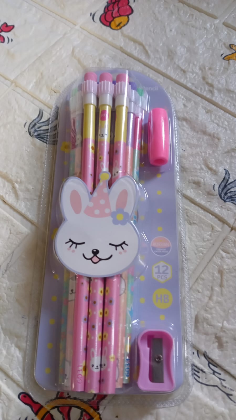 Cute Rabbit Bear Drawing Graphite Writing Pencil Set with Pencil Sharpener & Eraser, Pencil and Eraser Set with Eraser for Kids, for Girls, Fancy School Stationary, Birthday Party Return Gift (14 Pc Set) - Springkart