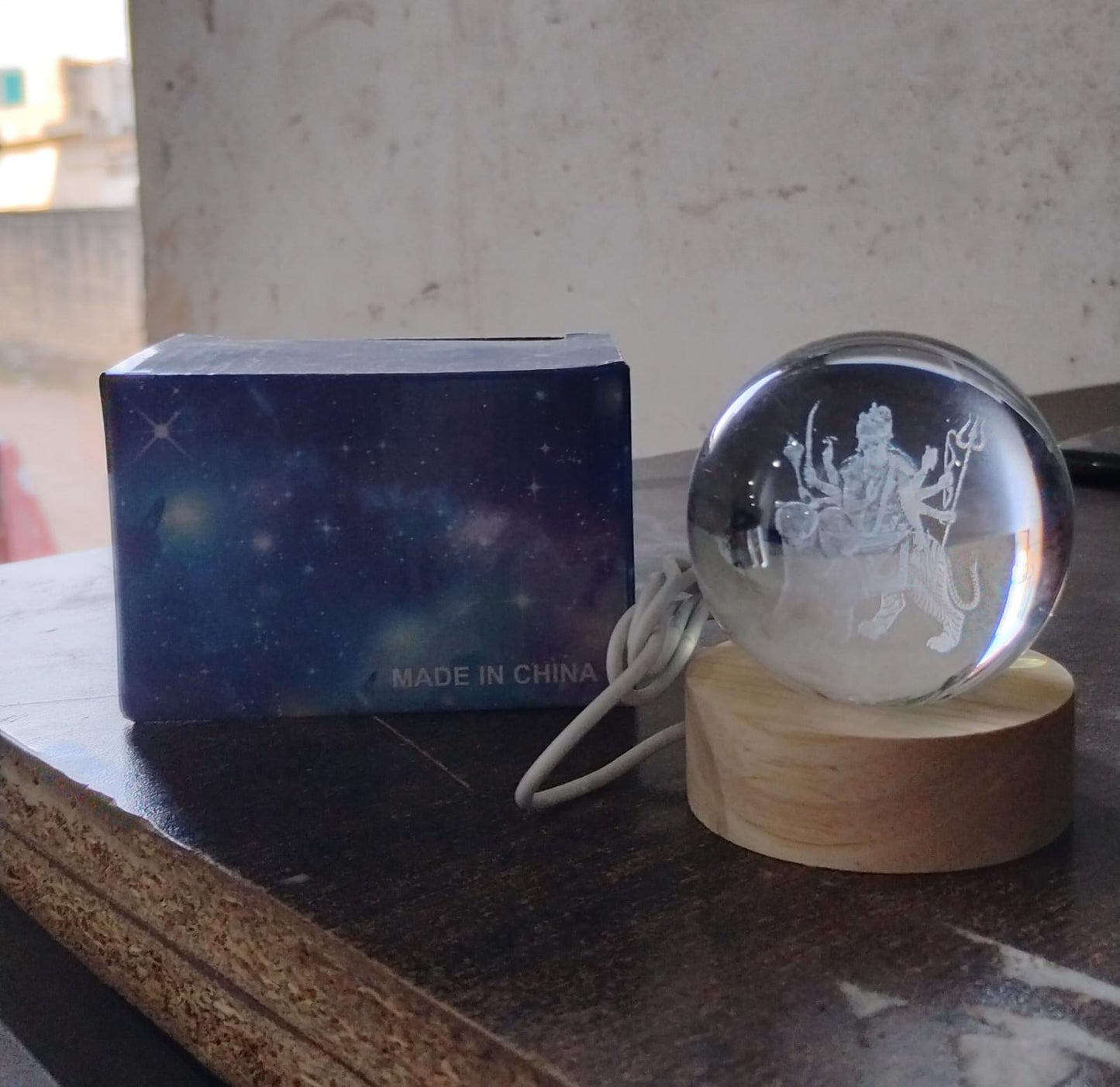 Ambaji 3D Crystal Ball lamps With Base (1 Pc) - Springkart