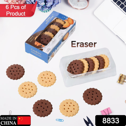 Pack of 6 Erasers Erasers Stationery School Rubber Schools Sketches Office Sign Kid Party Favour Gift Toy Gift Creative Christmas Birthday Gift in Shape Biscuits (6 Pcs Set) - Springkart