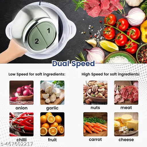 Stainless Steel Electric Meat Grinders With Bowl Heavy For Kitchen Food Chopper, Meat, Vegetables, Onion, Garlic Slicer Dicer, Fruit & Nuts Blender (2L, 220 Watts)