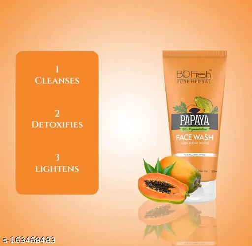 Bio Freash Pure Herbal Papaya Facewash With Active Aroma 120ml x 3 - Springkart