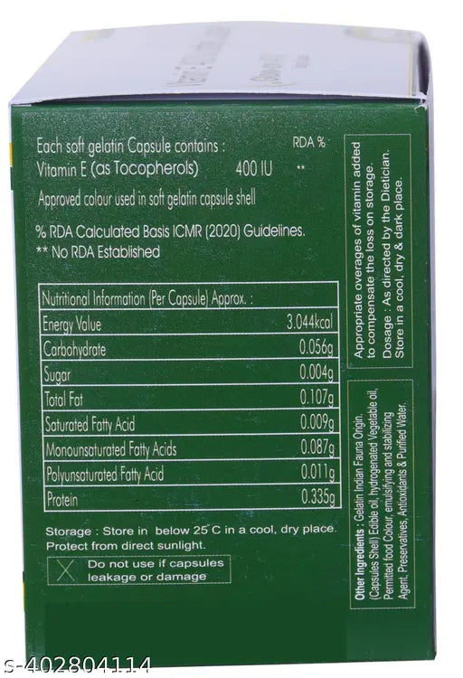 Vitamin E For Strong Hair, Face Pimple, Glowing Skin & Strong hair Root (150 Caps) - Springkart