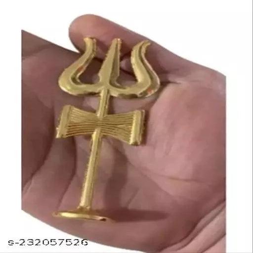 SHIV JI Trishul for Pooja Decorative Showpiece - 11 cm (Brass, Gold) - Springkart