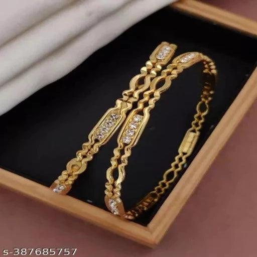 Trendy Combo Gold Plated & coloured stone bangles for Women & Girls. Wear & change daily type of combo. A set - Springkart