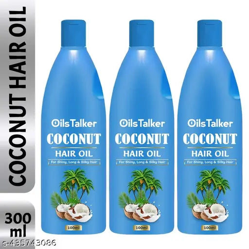 Coconut Hair oil for Shiny, long & Silky hair, skin , Baby Massage ( 100 ml ) pack of 3 - Springkart