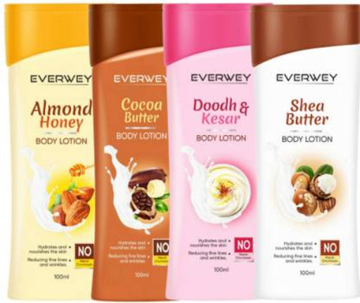 Everwey Almond Honey, Cocoa Butter, Doodh Kesar & Shea Butter Nourishing Body Lotion (400 ml)