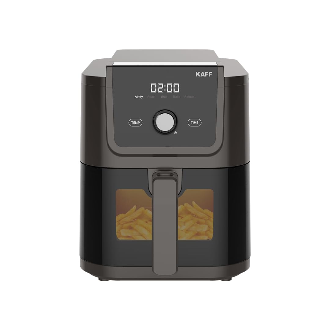 KAFF KFR5 Digital Air Fryer Oven with 360° High Speed Air Circulation Technology -1500W| Bake, Grill & Roast|Digital LED Display & Touch Control Panel (5L, Light Black)