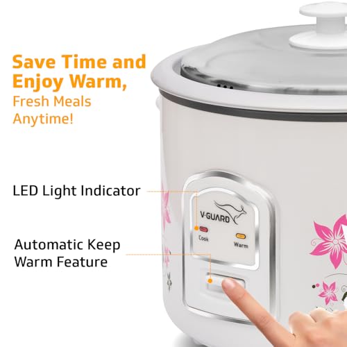 V-Guard VRC 1.8-Litre Electric Rice Cooker with 700 W Power, 2 Pots, Spatula, Rice Separator 5-Yr Heating Plate & 2-Yr Product Coverage Automatic Cooking with Double-Layered Body & Cool Touch Handles. Online at Low Prices in India - Amazon.in