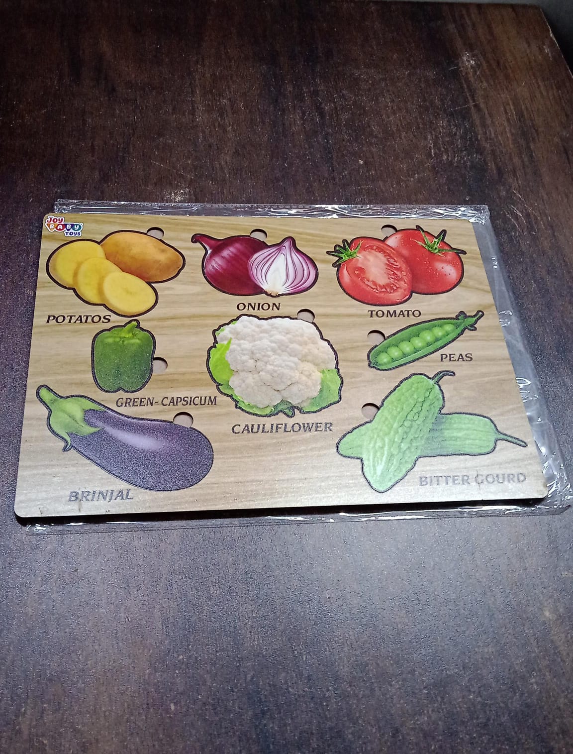 Wooden Vegetable Puzzle Learning Educational Board (1 Set / 28×20 Cm) - Springkart