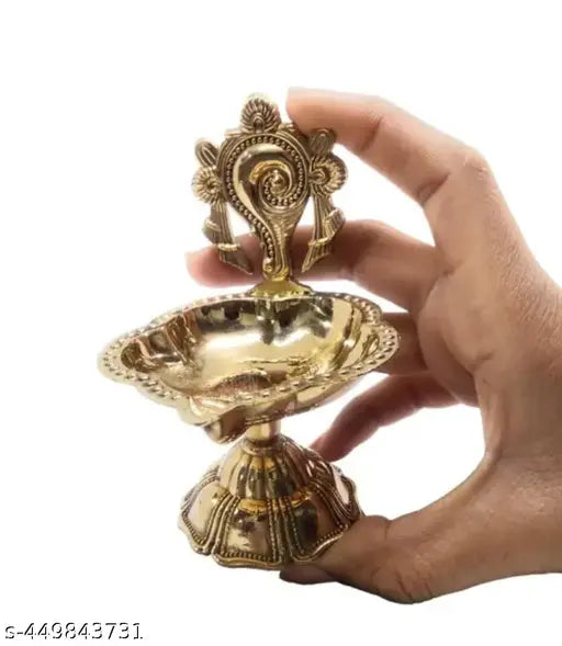 Brass Diya for Pooja, Shanku Chakra Deepam (Set of 2 Gold) - Springkart