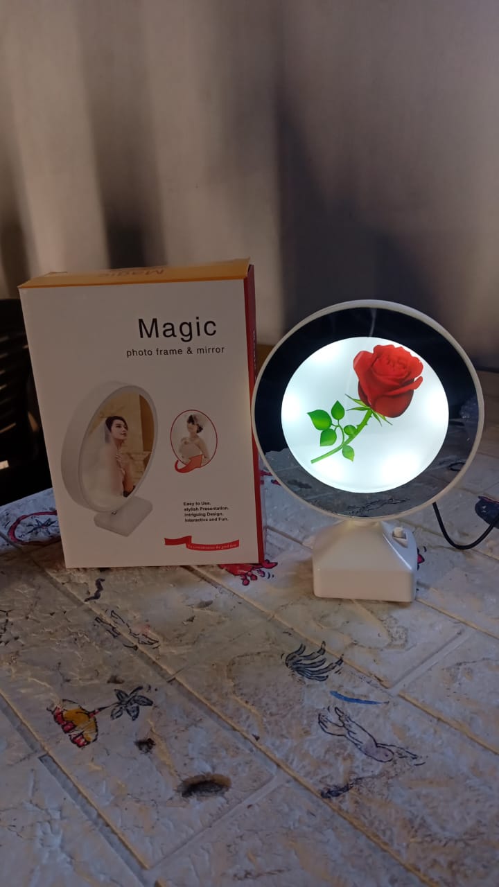Plastic 2 in 1 Mirror Come Photo Frame with Led Light - Springkart