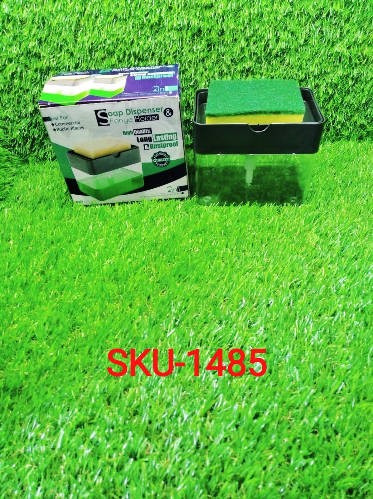 Liquid Soap Dispenser on Countertop with Sponge Holder For Pet - Springkart