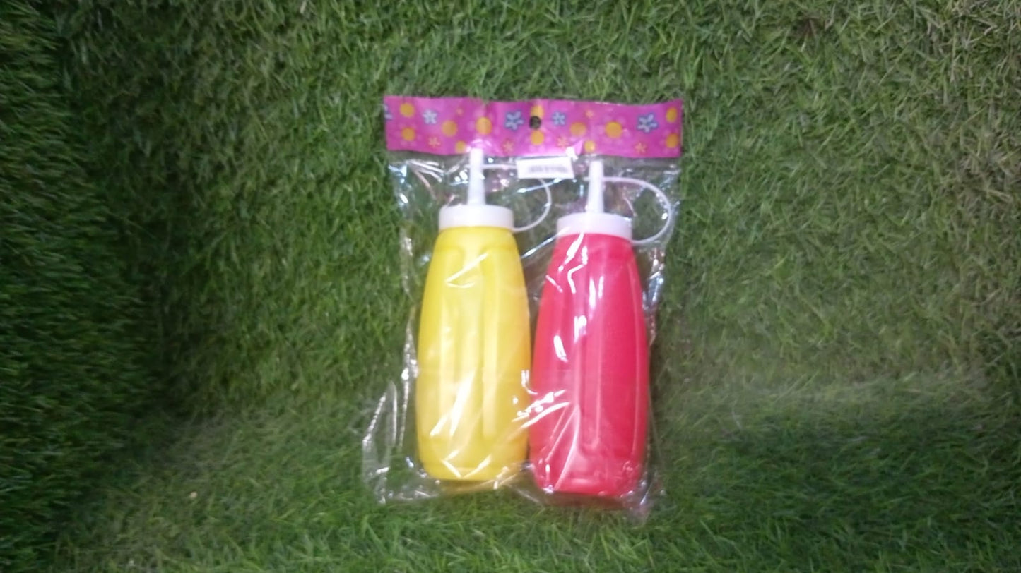 Plastic Squeeze Bottle Ketchup Mustard Honey Sauce Dispenser Bottle ( 2 Pc Set ) - Springkart