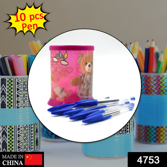 Perfect Writing Partner for Kids | Budget Friendly Stick Ball Point Pens (Pack of 10Pcs With DIY Stand) - Springkart