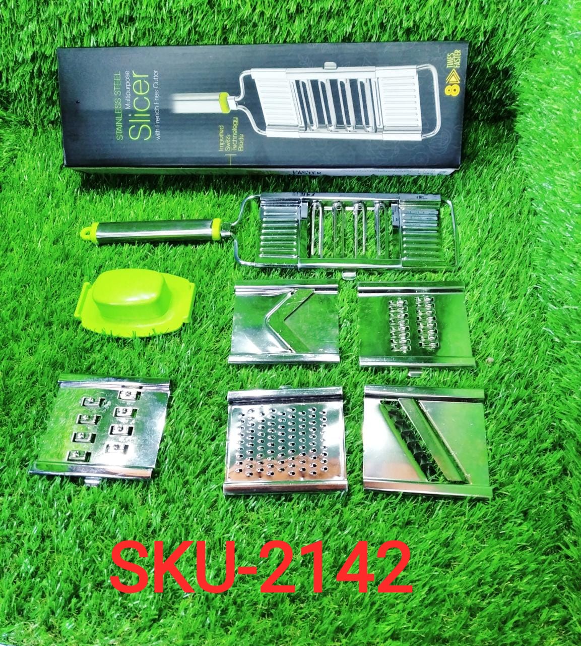 6 in 1 Stainless Steel Kitchen Chips Chopper Cutter Slicer and Grater with Handle - Springkart