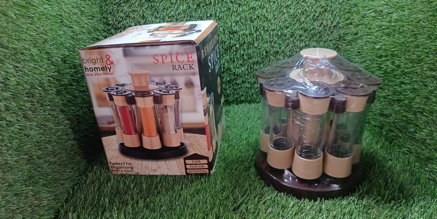 5986 360 Revolving Spice Rack For Kitchen And Dining Table 8 Spice Jars With 120 Ml Condiment Set Herb Seasoning Organizer - Springkart