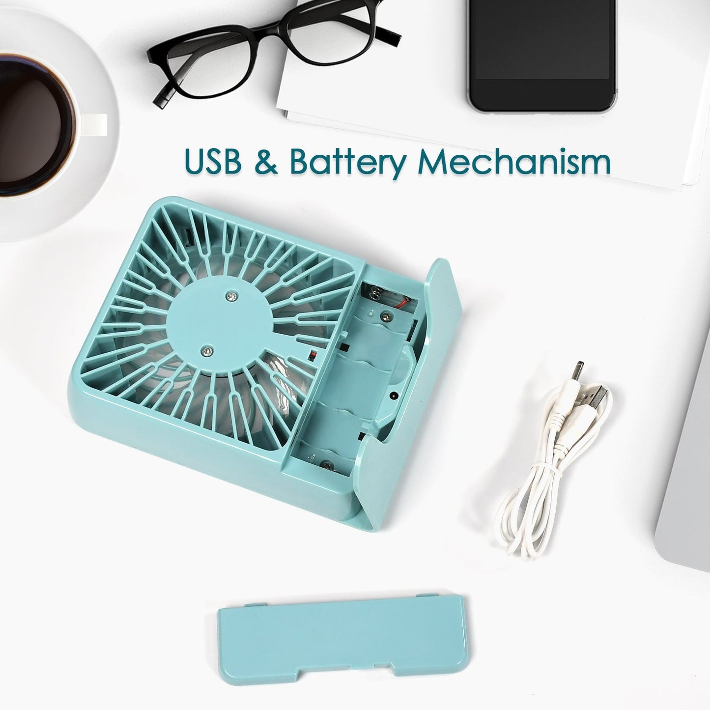 Portable Desk Fan Big Table Fan3 Step Speed Setting Fan Personal Desk Fan Suitable For Office , School & Home Use (Battery Not Include) - Springkart