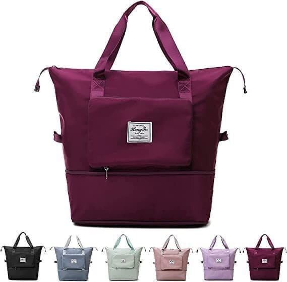 Large Capacity Folding Travel Bag, Multifunctional Sports Shoulder Bag Luggage Bag, Travel Bag Expandable Weekender Overnight Bag with Dry and Wet Separated Pocket Sports Bag Gym, Shoulder Bag Water Resistant (6 Pocket) - Springkart