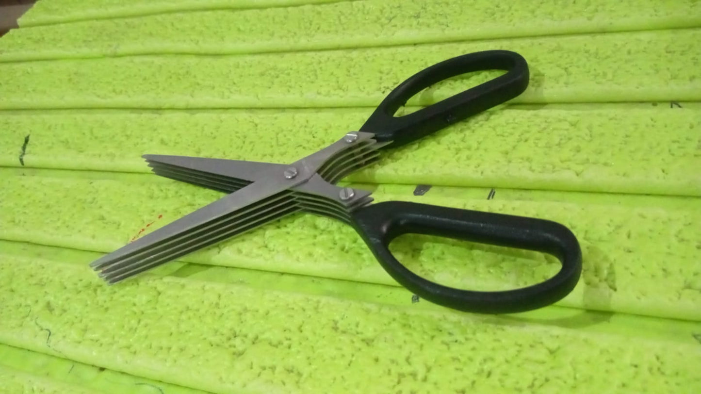 Multifunction Vegetable Stainless Steel Herbs Scissor with 5 Blades (1 Pc) - Springkart