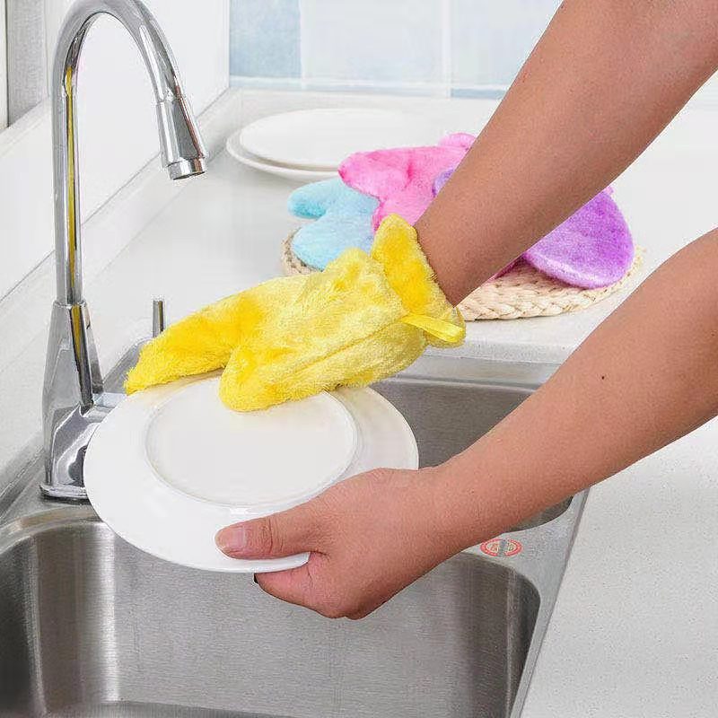 Fiber Reusable Multipurpose Dishwashing Gloves Household Kitchen ( 1 pc ) - Springkart