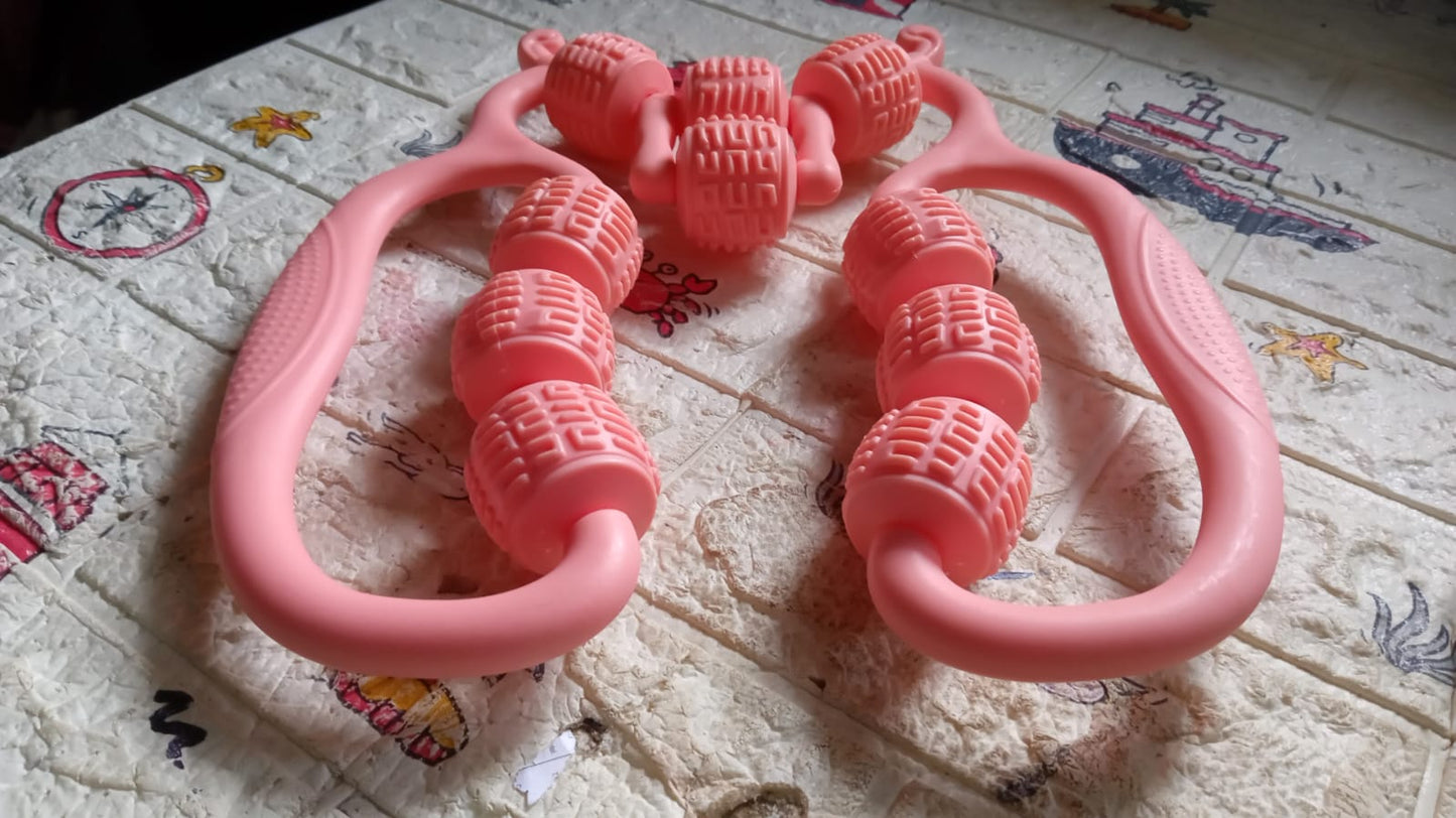 Muscle Massage Roller, 10 Wheels Relieve Soreness Leg Muscle Roller Fitness Roller Muscle Relaxer Massage Roller Ring Clip All Round Massaging Uniform Force Elastic PP Drop Shaped for Home Use (1 Pc) - Springkart