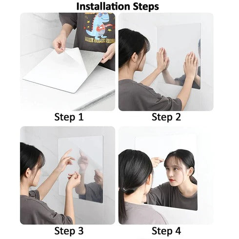 SMALL OVAL FRAME LESS MIRROR WALL STICKER FOR DRESSING - Springkart
