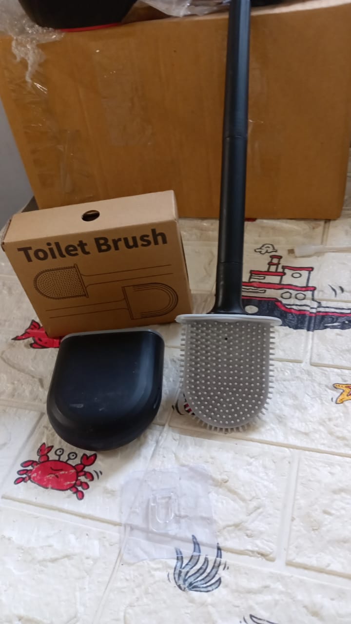 Silicone Toilet Brush with Holder Stand for Bathroom Cleaning - Springkart