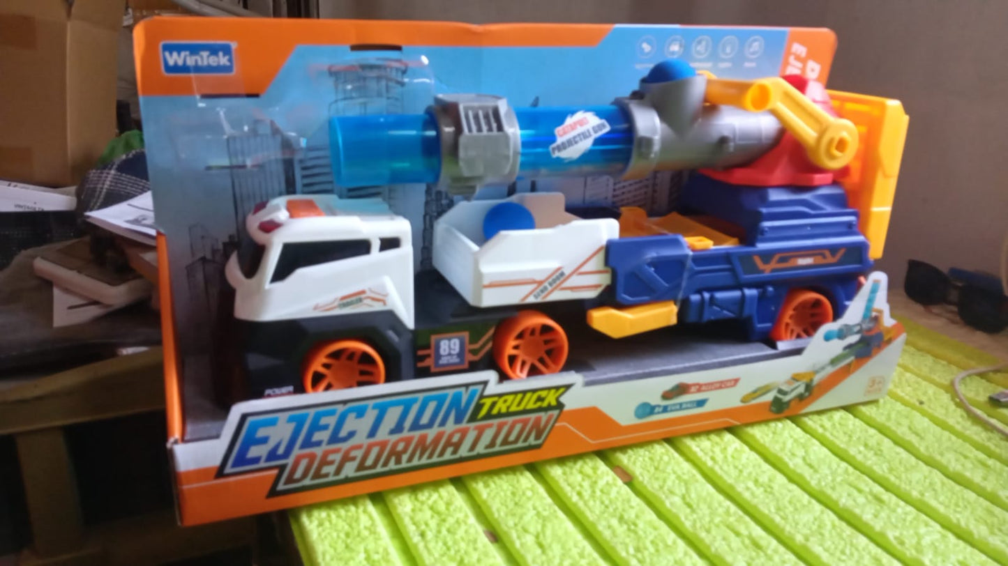 Truck Toys for Kids, Large Truck Toys Include 2 Racing Cars+4 Ball, with Light & Sounds, Eejection & Shooting Transport Cars Toy, Gifts for Boys Girls (Battery Not Included) - Springkart