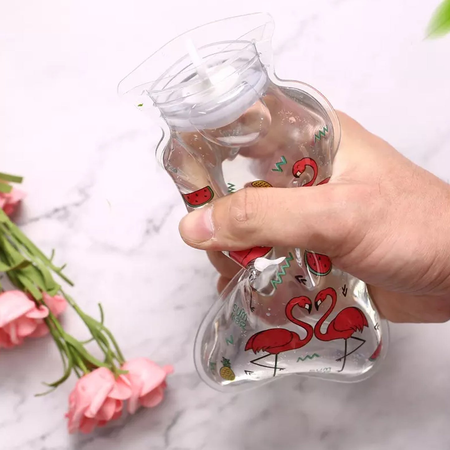 6541 Transparent Multi Design Small Hot Water Bag With Cover For Pain Relief Neck Shoulder Pain And Hand Feet Warmer Menstrual Cramps. - Springkart