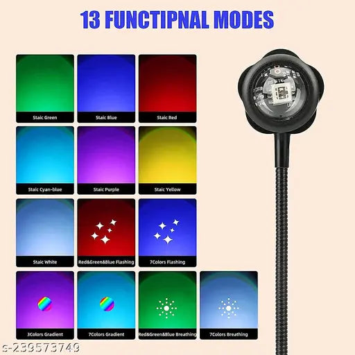 Night Light Lamp Projector, 360 Degree Rotation Usb Night Light (7 Colors + 13 Functional Modes)Pack Of 1 - Springkart
