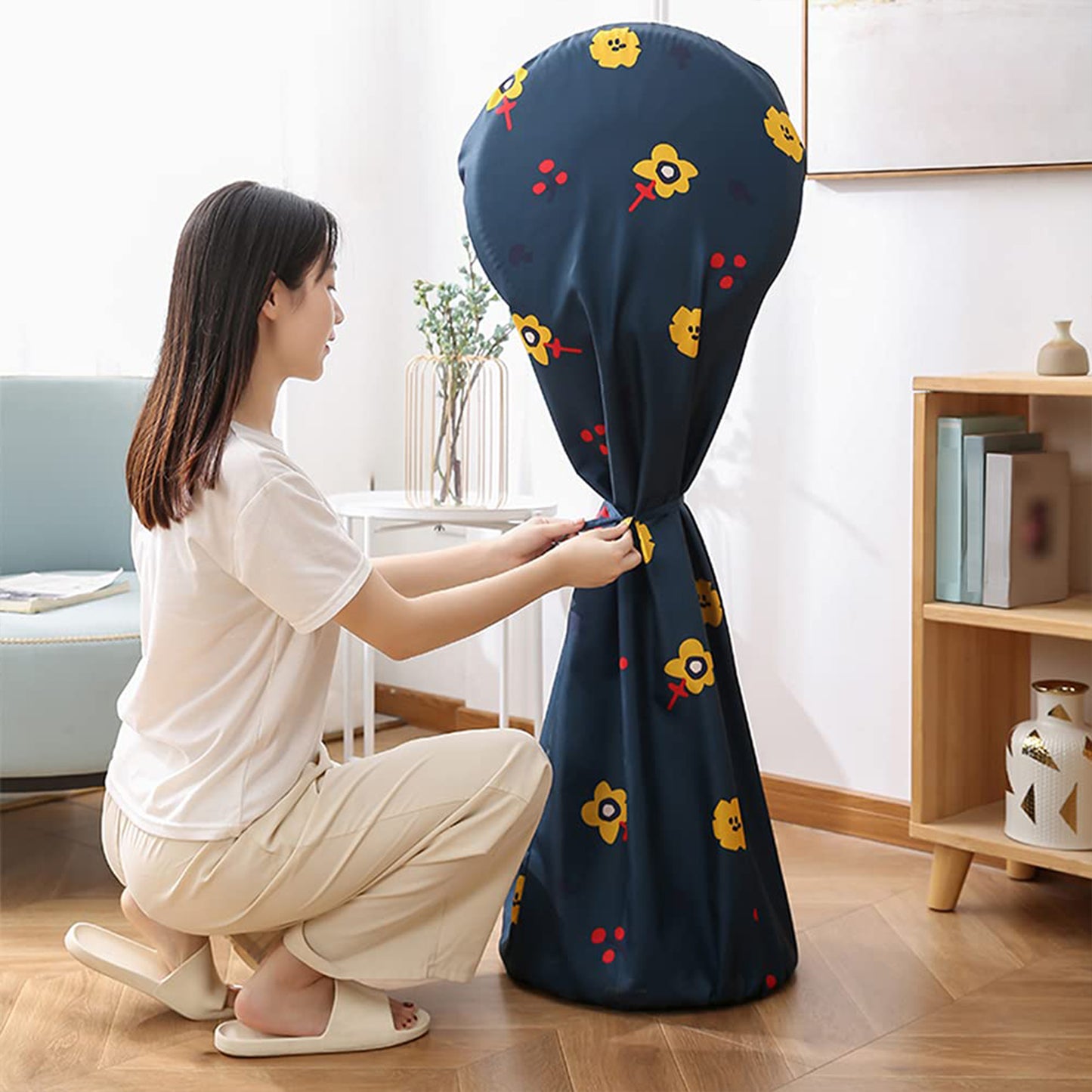 12581 Decorative Dustproof And Waterproof Table Fan Cover Useful When The Fan Is Not In Use (Mix Design Size) - Springkart