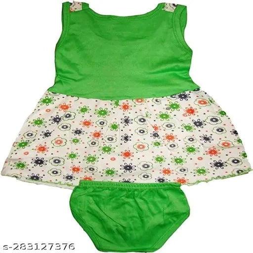 Baby Girl Cotton Frock and panties Dress for New Born Baby Multicolor Sleeveless Frocks (Pack of 5) - Springkart