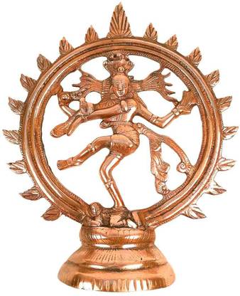 Apkamart Traditional Natraj Statue | Lord Shiva Statue for Home & Office Décor Decorative Showpiece - 33 cm (Metal, Copper)