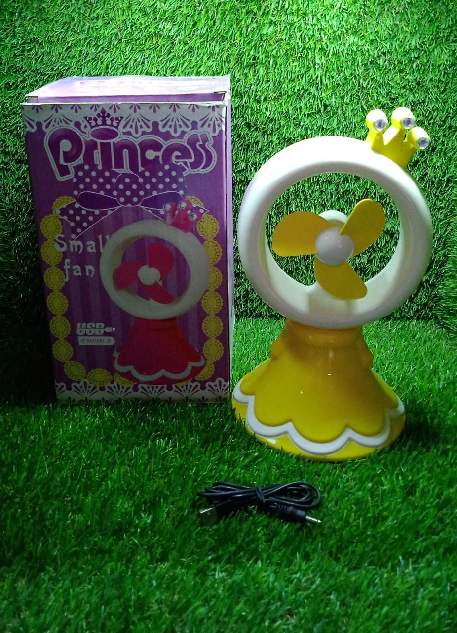 PRINCESS PORTABLE FAN BRIGHT COLOR DESKTOP OFFICE USB & BATTRY OPERATE FAN (Battery Not Include) - Springkart