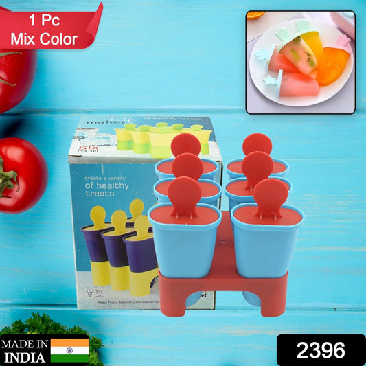 Ice Candy Maker 6 pcs Set Kulfi Maker Ice Candy Mould Clear Popsicle Mold Homemade Ice Pop Maker Reusable Easy Candy Chocobar Kulfi Mould Tray with Sticks - Springkart