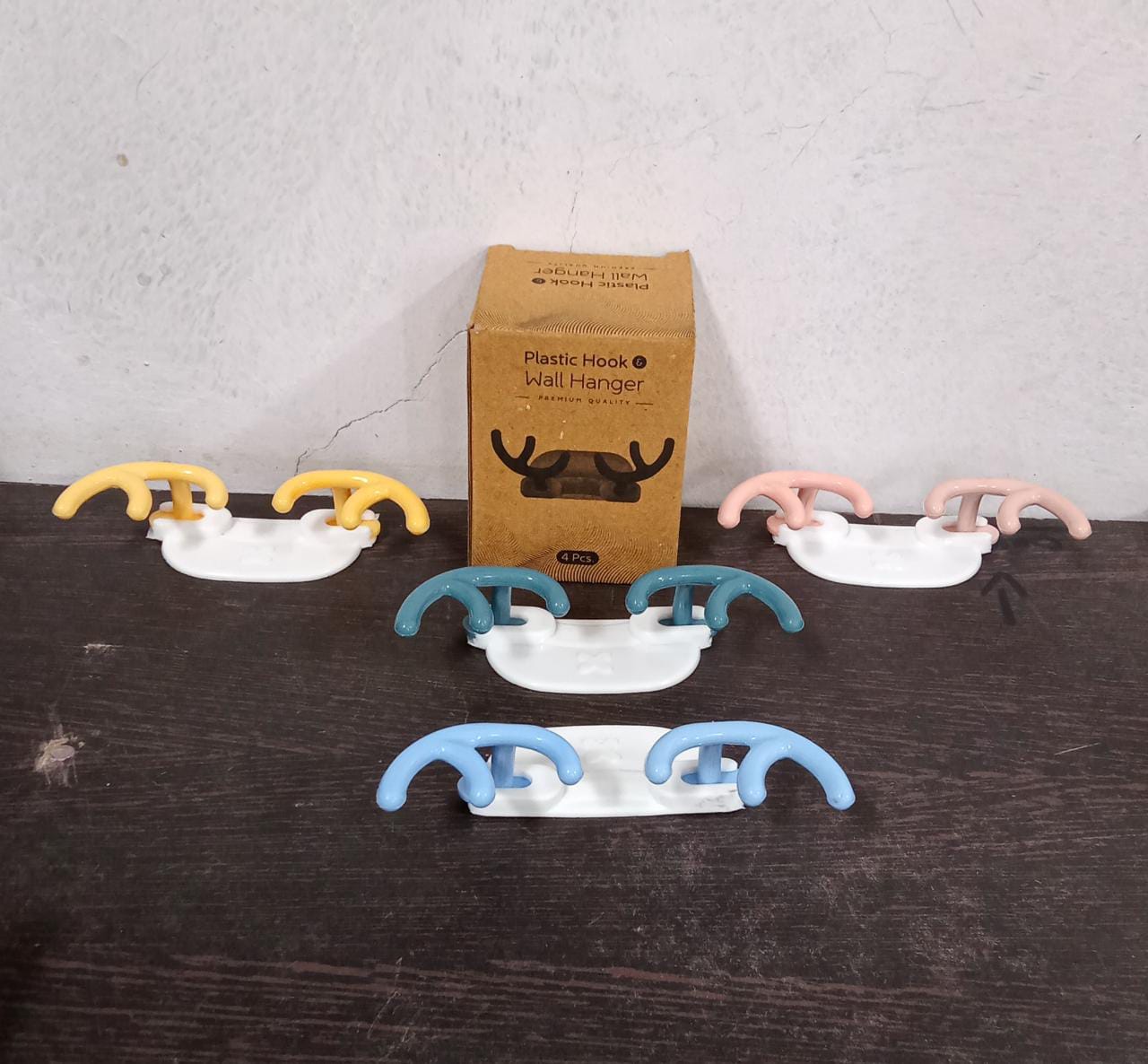 Plastic Wall Hanger Hook Wall Adhesive Hook Premium Quality Wall Hook (Pack Of 4pc) - Springkart