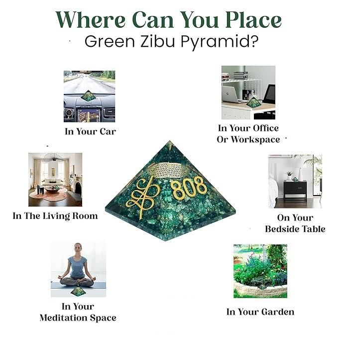 Green Aventurine Angelic Crystal Pyramid with Angel Symbol and Angel Number 808 520 741 for Vastu Good Luck - Springkart