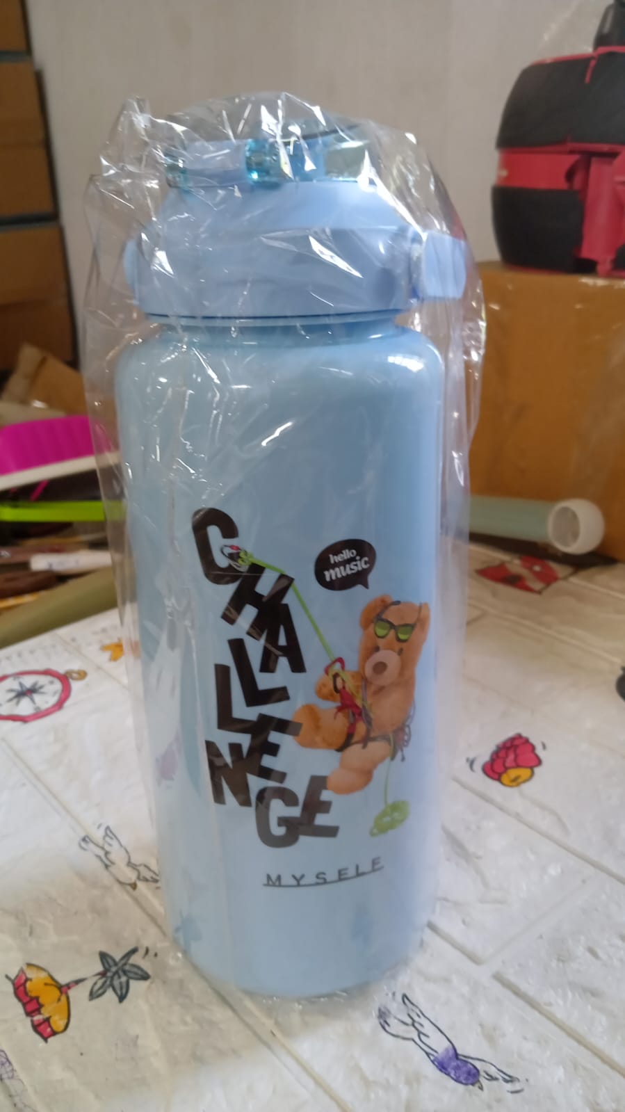 Plastic Water Bottle 3pc Set,3 Different Size Bottle High Quality Water Bottle Plastic Water Bottle BPA-Free & Leak-Proof! Cartoon Printed Design for Kids' School, For Fridge, Office, Sports, School, Gym, Yoga (3 Pc Set) - Springkart