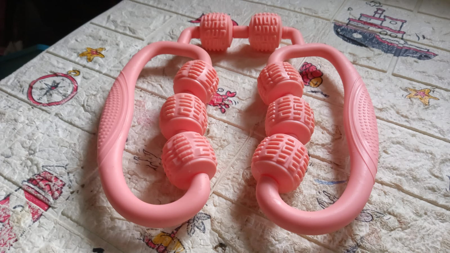 Muscle Massage Roller 8 Wheels Relieve Soreness Leg Muscle Roller Fitness Roller Muscle Relaxer Massage Roller Ring Clip All Round Massaging Uniform Force Elastic PP Drop Shaped for Home Use (1 Pc) - Springkart