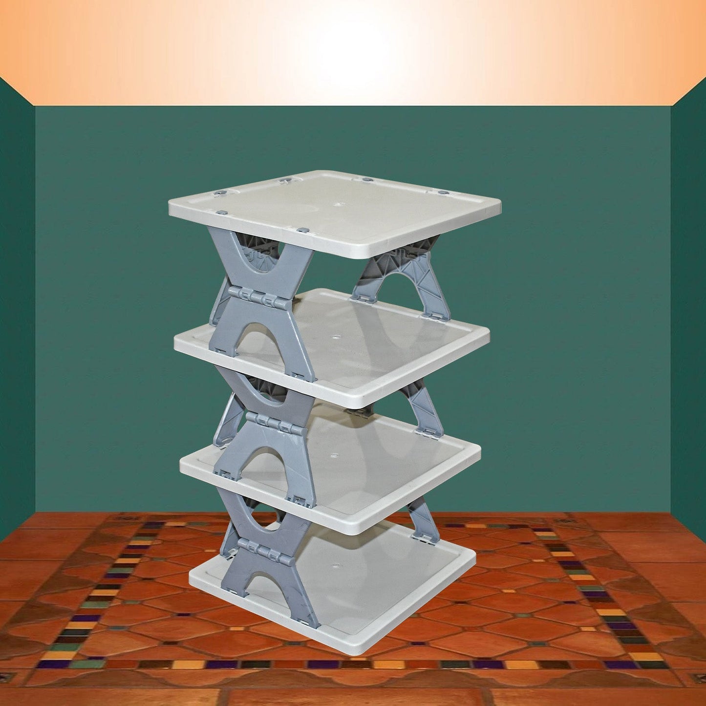 Foldable Shoe Rack (1 Pc, 4 Layers): Space-Saving, Entryway Storage - Springkart